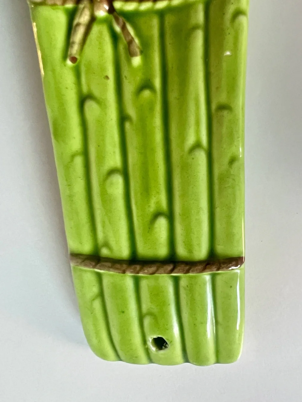 MCM Majolica-style Ceramic Asparagus Spoon Rest Vintage Kitchen Wall Decor